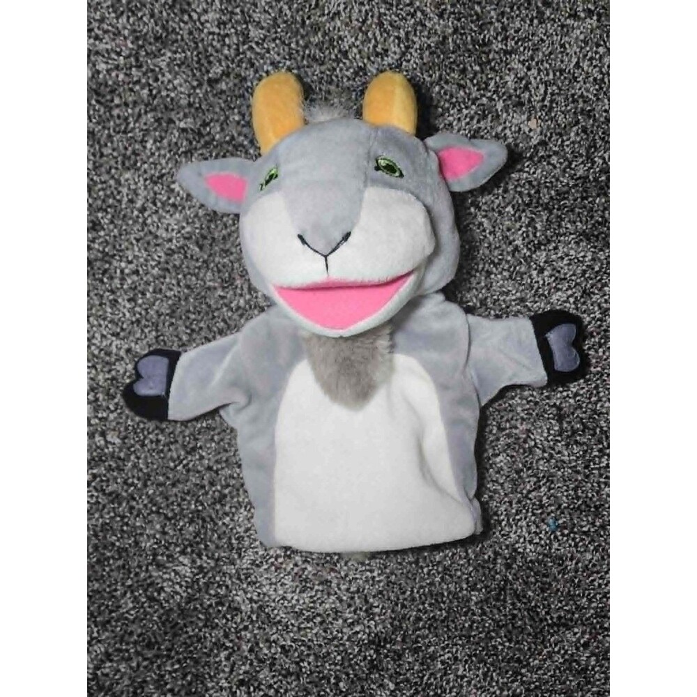 Lakeshore Goat Hand Puppet Plush Stuffed Animal Toy Gray White